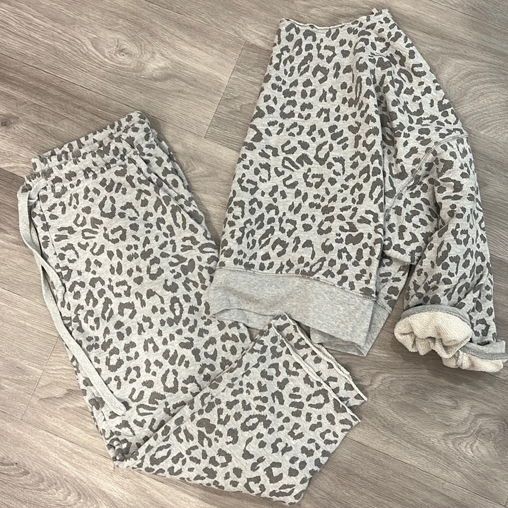 Aerie Snow Leopard 2 Piece Set Gray